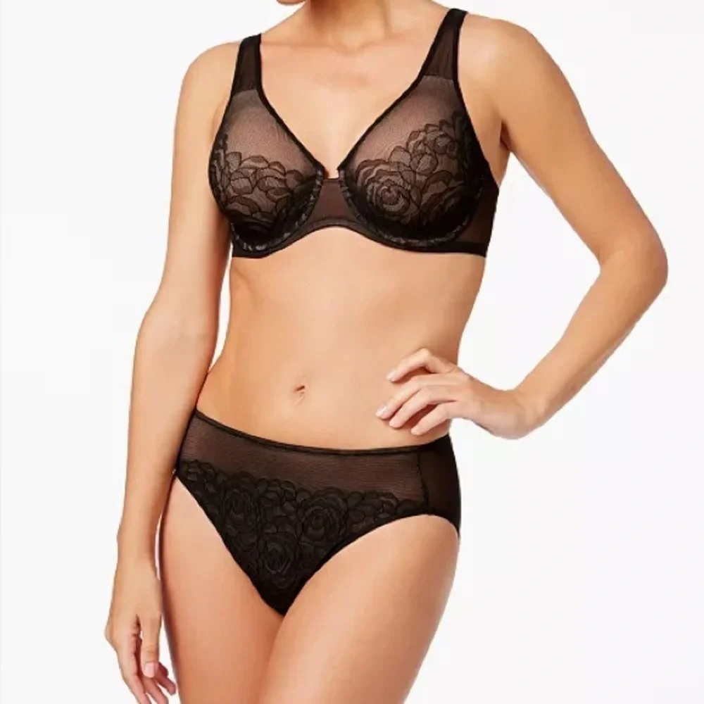 NWT! Wacoal Stark Beauty Rose-Lace Black Molded Underwire Bra SZ 42D 855225 - Picture 3 of 5